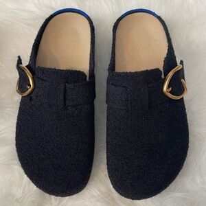 Rothy’s Black Slip-On Shoes with Gold Buckle - The Buckle Clog